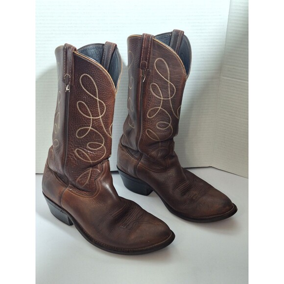 Vintage Dan Post Western Boots Mens 8.5EW Brown Leather Cowboy Grunge Workwear main image 9